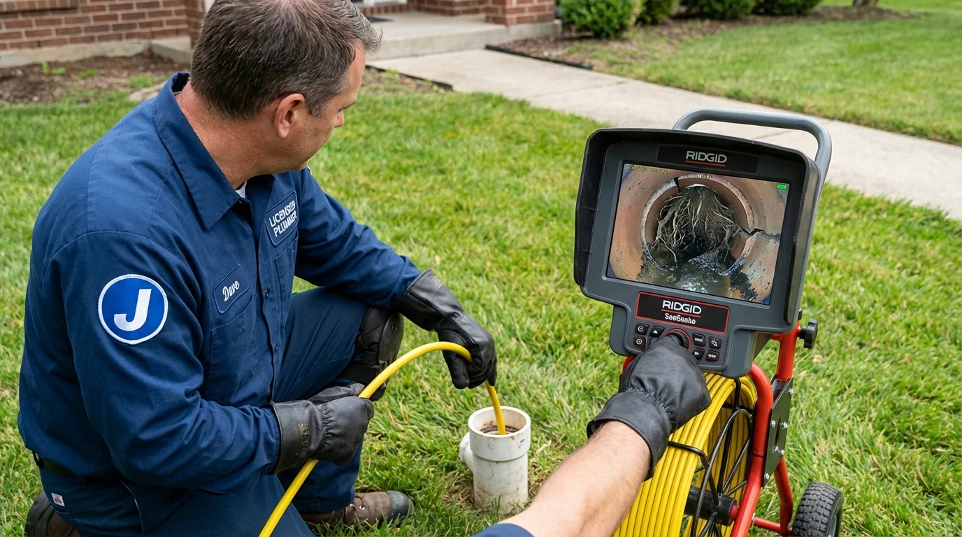 Sewer camera inspection being performed by Johns Plumbing LLC in Matthews