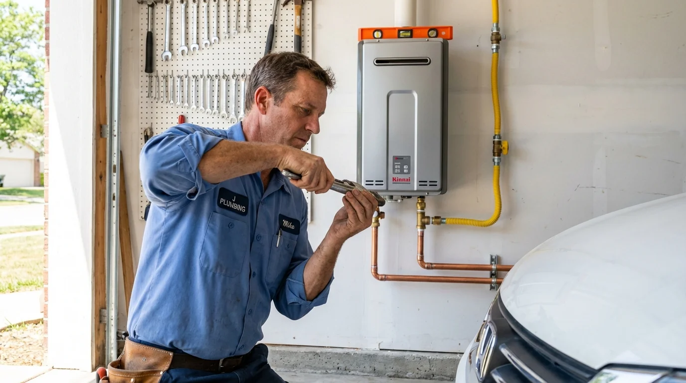 Tankless water heater installation by a Johns Plumbing LLC plumber in Matthews